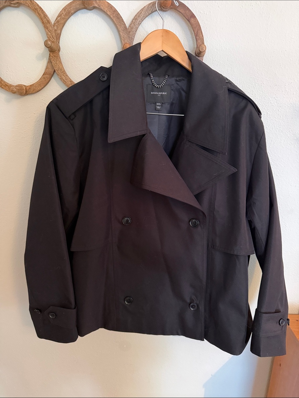 Banana Republic Black Double-Breasted Trench Coat